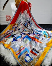 100% Silk 33" Square Scarf Women Shawl neckerchief Wrap blue red orange CX8-23