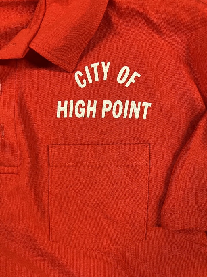 Vintage Red Kap Polo Shirt XL Red City Of High Point NC Single Stitch