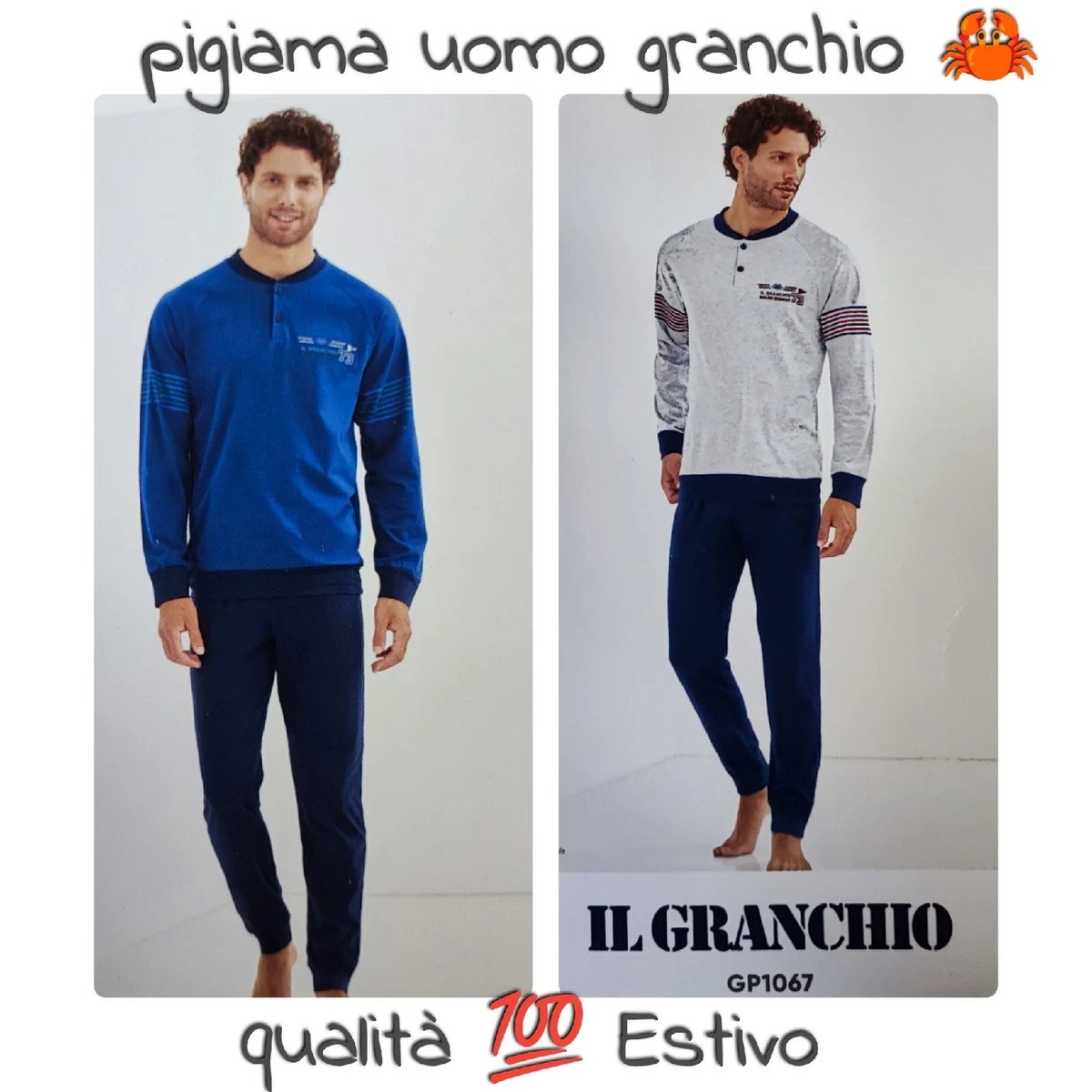 Pigiama uomo taglie forti estivo Il Granchio GP1099C - CLICK INTIMO