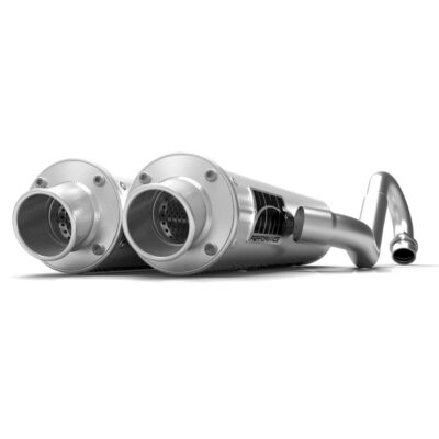 HMF Performance Brushed Dual Full System Exhaust Turn Down Cap Kawasaki KFX 700