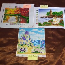 Lake View Theme Embroidered Paintings With Beads