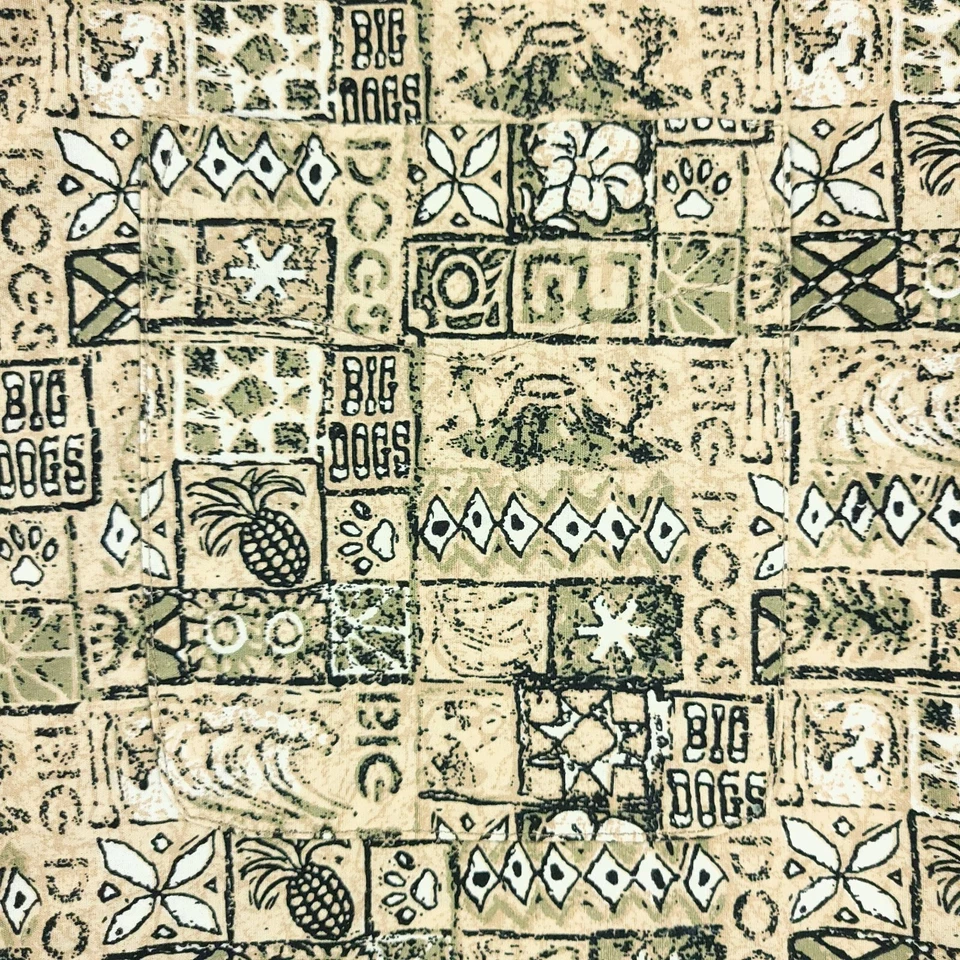 Camisa Big Dogs Para Hombres 2XL XXL Marrón Hawaiano Surf Playa Coche Tropical Campamento Cabaña Foto 4 de 4