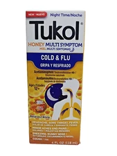 Tukol ~Night Time Cold & Flu Relief ~Ages 12+ ~Honey Flavor ~4 fl oz ~Exp. 11/26