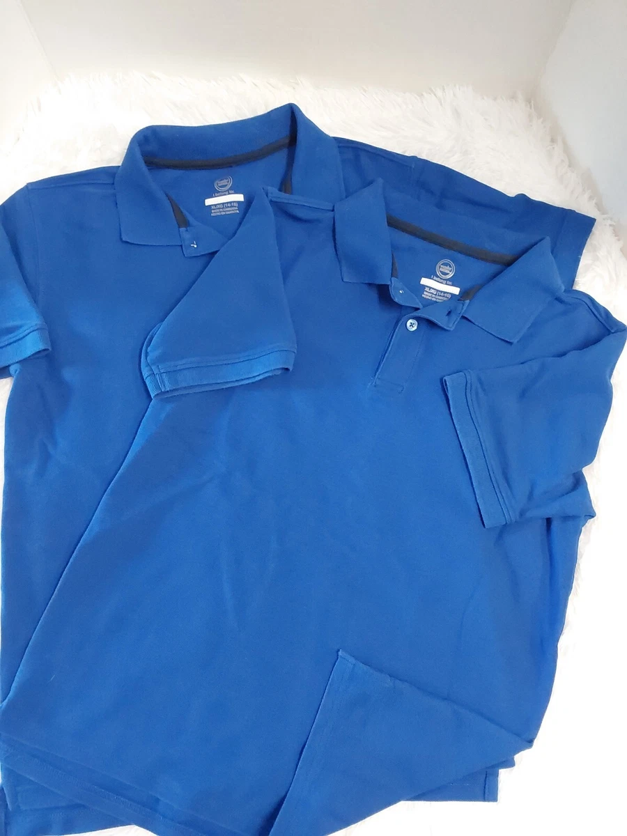 Blue school polo shirts sales
