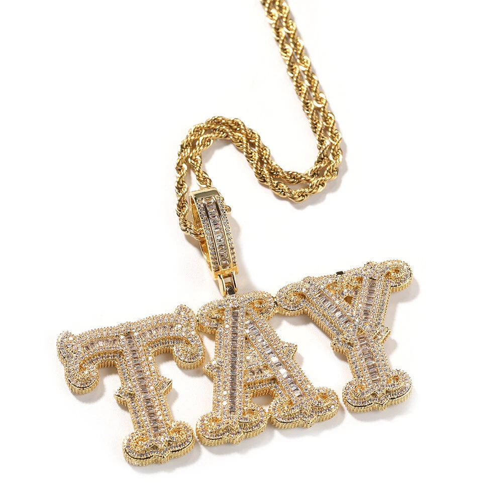 Hip Hop A Z Custom Spiny Rock Candy Letters Pendant Necklace Real