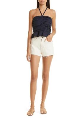 $178 Veronica Beard Timmi Cutoff Denim Shorts in Ecru Size 27