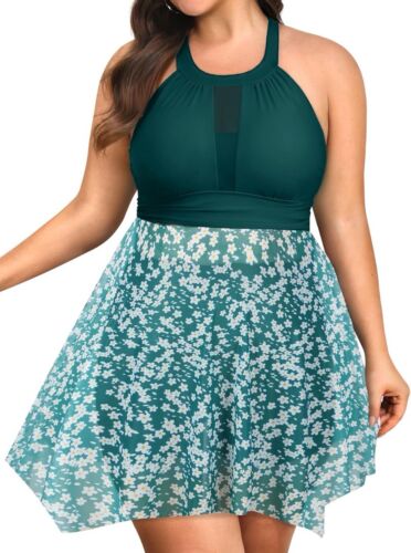 NIeyook Plus Size Swimsuit for Women High Neck Tummy Control Bathing Suit 22W A2