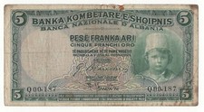 5 FRANCHI ORO REGNO D'ITALIA . BANCA NAZIONALE D'ALBANIA  1926