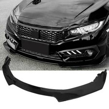 For 2016-2020 19 Honda Civic Front Bumper Body Kit Spoiler Lip Glossy Black 3pcs