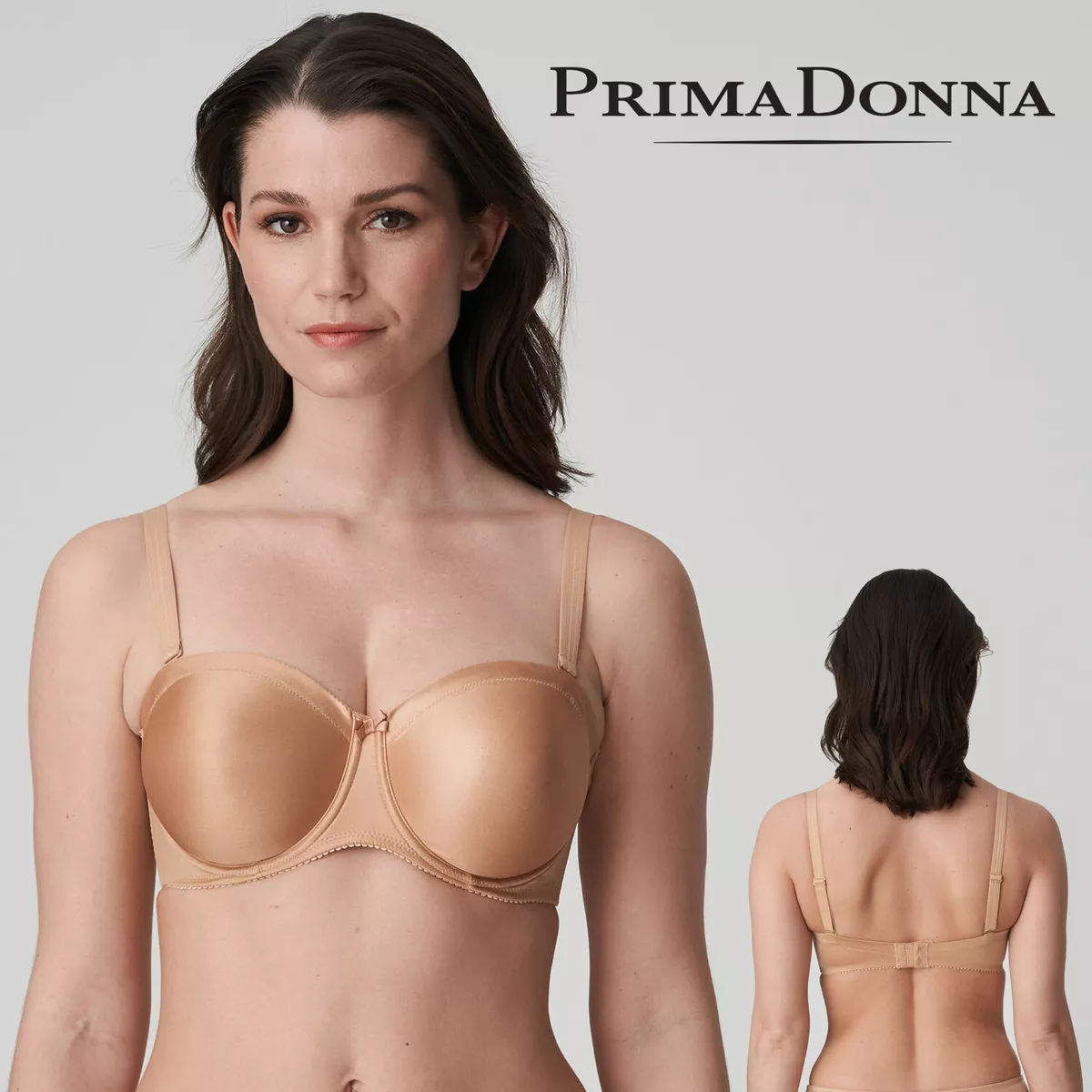 Prima Donna Satin Underwired Strapless Non Padded Bra 0161331 Cognac