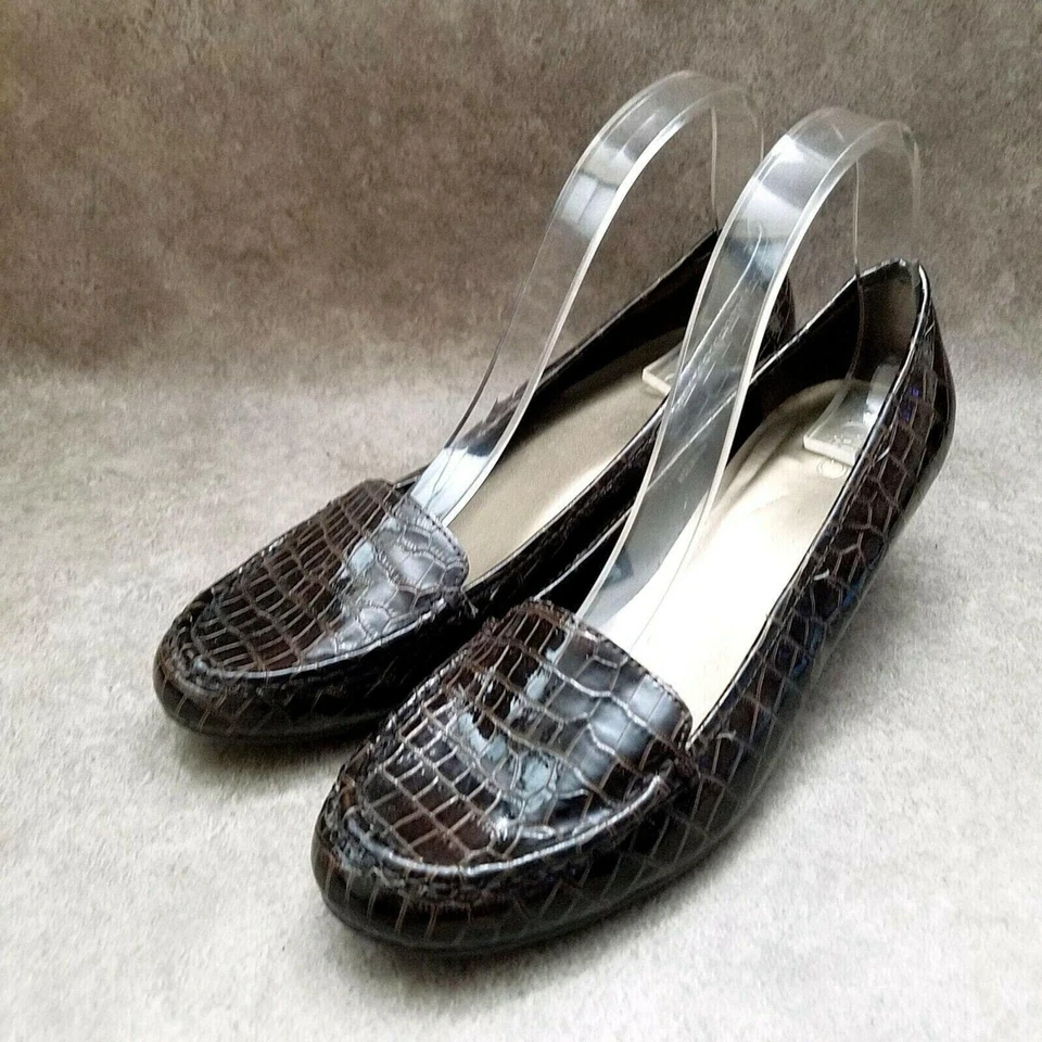 Cato 女式 5002 10 码棕色一脚蹬鳄鱼纹 2 英寸高跟鞋高跟鞋 — 第 3/4 张图片