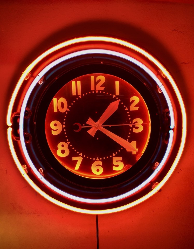 VINTAGE NEON CLOCK 26" SIGN GREAT DISPLAY! eBay