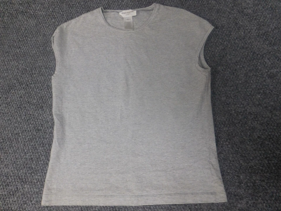 Blusa Jones New York Mujer Grande Gris Rayas Jersey Top Informal Foto 3 de 4