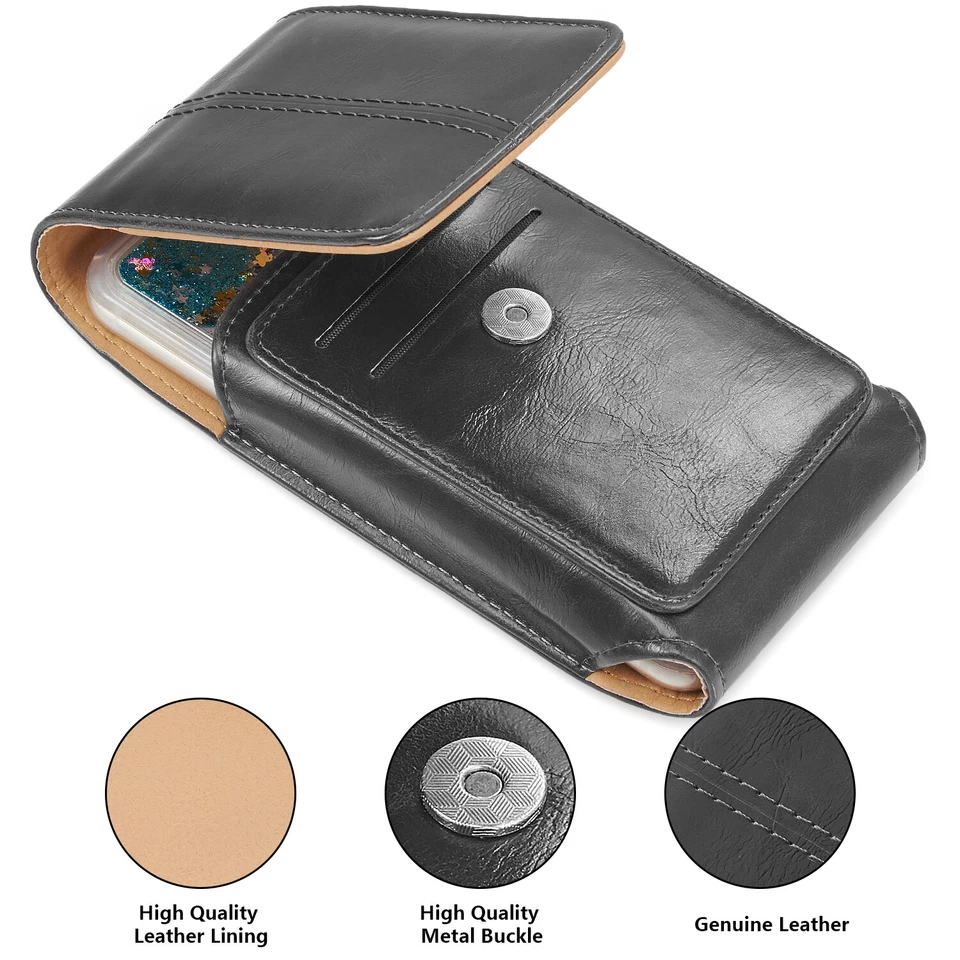 Vertical Carry Leather Belt Clip Holster Pouch Case Cover for iPhone Samsung - Image 3 of 4
