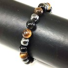Triple Protection Bracelet Natural Gemstone Bracelet Tigereye,Hematite,Obsidian