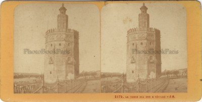 Sevilla Torre Del Oro 2473 Spanien Foto J. Andrieu Stereo Vintage C1870