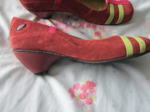 New Funky Ladies shoes in Maroon Suede with Green & Pink stripes, size 39 - Picture 4 of 9