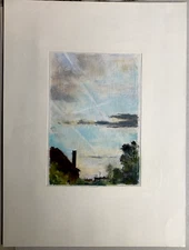 Franz Ehmke*1928 -2018 DDR Painter Berlin Roofs Sky Chimney Clouds Sign