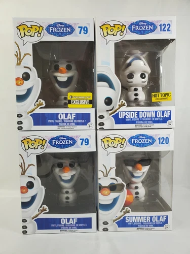 Vaulted Olaf funko pop LOT #79 regular and glitter, 122 upside-down, 120 summer