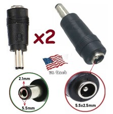 x2 DC Power 5.5x2.1mm Male Plug to 5.5x2.5mm Female Jack Adapter Connector H 