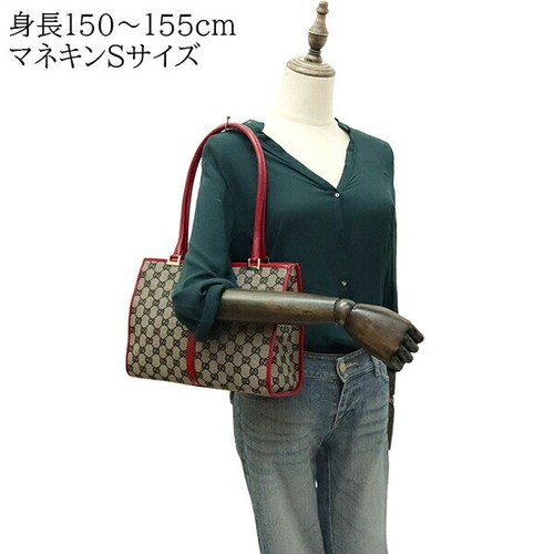 GUCCI GG Canvas Tote Bag Jackie Leather Strap Beige Brown Red Gold Logo Italy - Picture 9 of 9