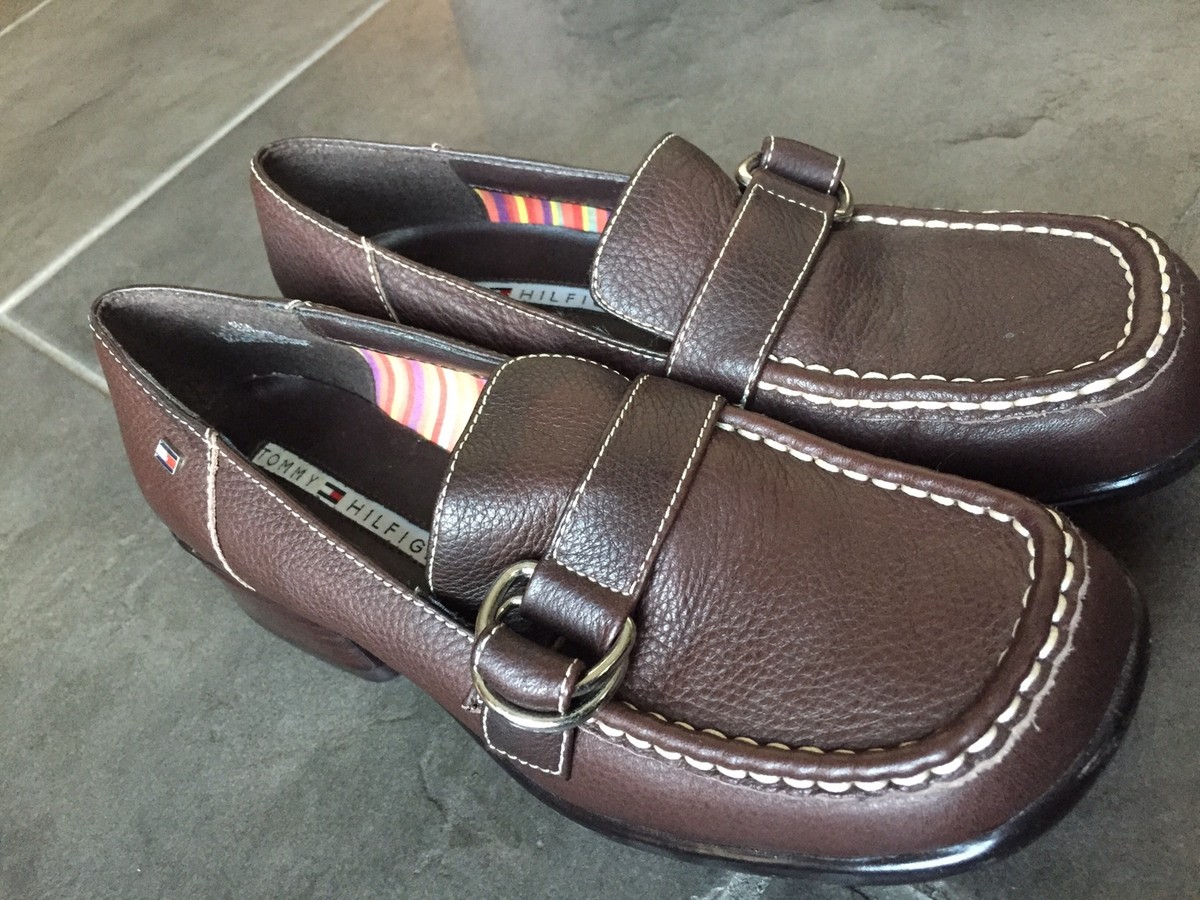 Vintage Tommy Hilfiger Brown Leather stacked block Heeled Loafers Square Toe 8.5 Tommy Hilfiger Women main image 3
