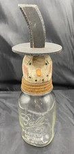 Snowman Ball Mason Primitive Style Jar & Topper Country Christmas Winter Frosty