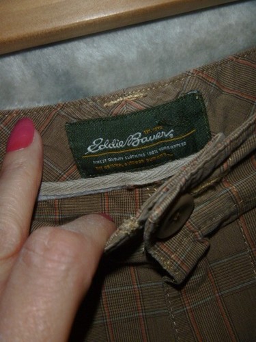 MENS EDDIE BAUER PLAID CHINO SHORTS SIZE 35 ... WOW!!! - Picture 5 of 5