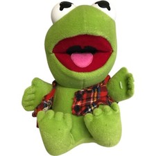 Henson Associates 1987 Muppet Baby Kermet The Frog Plush Toy Red Plaid Top