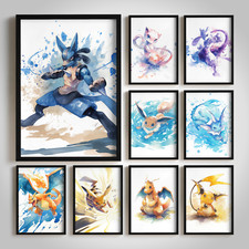 Pokémon Charactors Wall Art Posters Retro Print Picture Gift Home A4 A3 A2