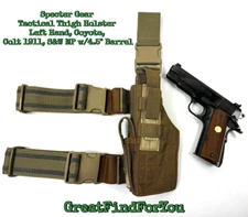 Specter Gear Tactical Thigh Holster LH, Coyote, Colt 1911, S&W MP w/4.5" Barrel