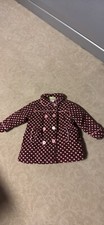 Penelope Mack Coat Girls Brown Pink Polka Dot Sz 3T