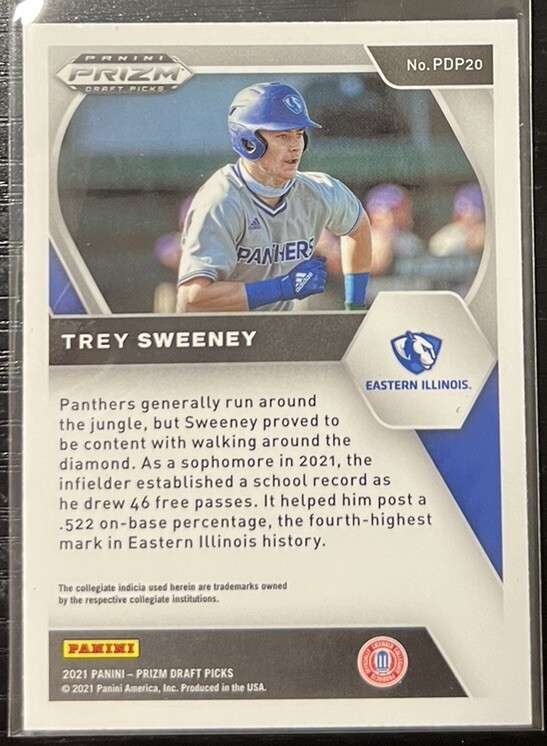 2021 Panini Prizm Draft Picks Trey Sweeney #PDP20 Detroit Tigers
