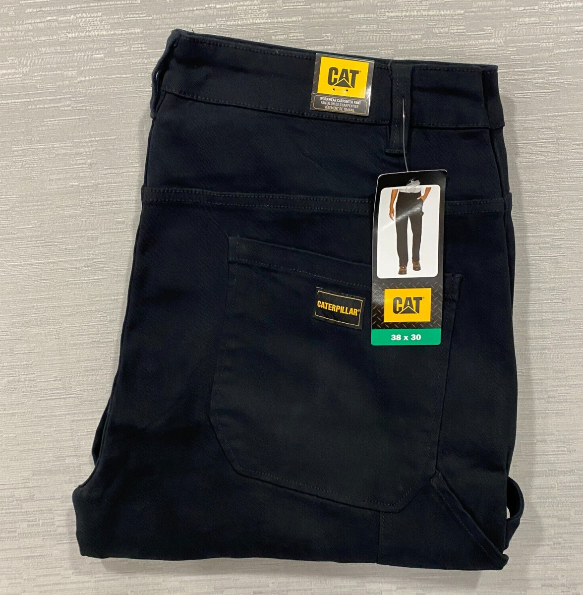 Caterpillar CAT Carpenter Work Pants Mens 38 x 30 Black Tool