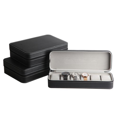 6/10/12 Fächer Uhrenbox Schmuck Display Aufbewahrung Reißverschluss Etui Organizer Box Schwarz - Bild 5 von 47