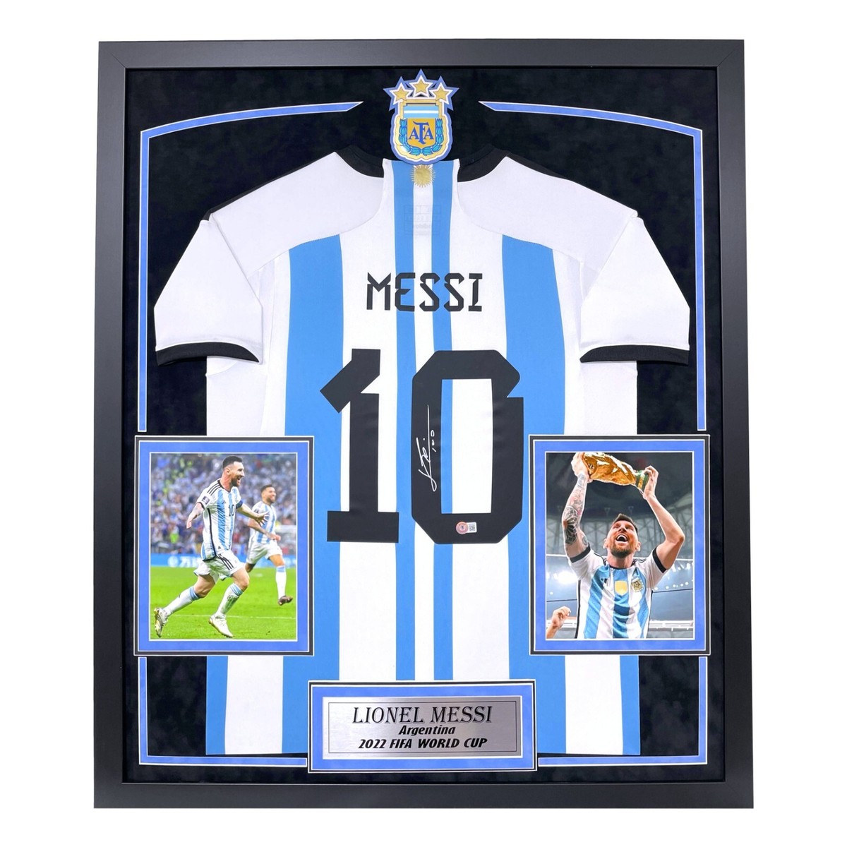 Lionel Messi Autographed Argentina World Cup 2022 Jersey Framed