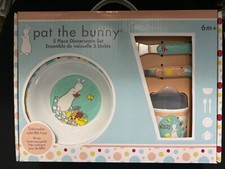 Pat the Bunny 5 Piece Child Melamine Dinnerware Set-NEW