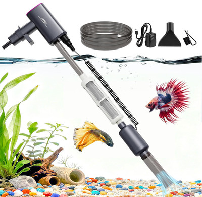 Cordless Aquarium Vacuum Gravel Cleaner: 36W Electric Rechargeable Fish Tank