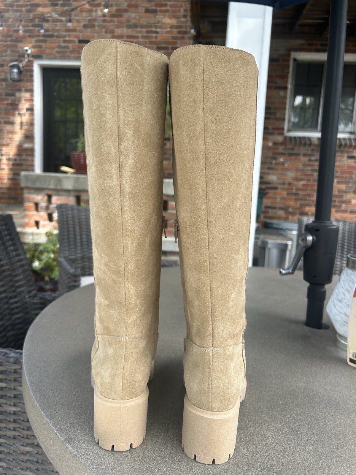 SAOLA Stivali al ginocchio FRAME scamosciati marroni con suola grossa 7 5