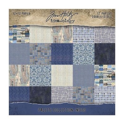 Tim Holtz Idea-ology 12''x12'' doppelseitige Papiere 12 Stück - Palette Indigo