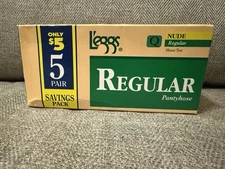 Vintage Leggs Pantyhose Regular 5 Pack Regular Nude Q Sheer Toe NEW