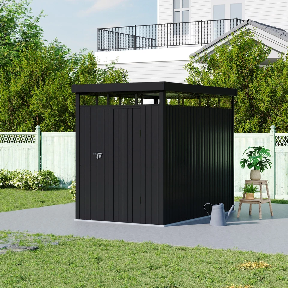PETS-CENTER-UK Outdoor Metal Garden Shed Pent Roof Garden Storage Utility Steel Tool Shed House