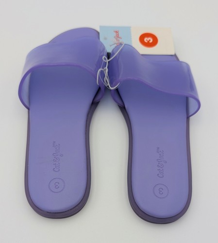 Cat & Jack Sawyer Jelly Slides Niñas Talla 3 - Sandalias Púrpura Zapatos de Verano (NUEVO CON ETIQUETAS) - Imagen 3 de 5