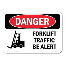 Forklift Traffic Be Alert ANSI Danger Sign Metal Plastic Decal