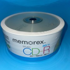 Memorex CD-R 40X 80 min, 700MB Recordable Blank Discs 30 Pack Sealed