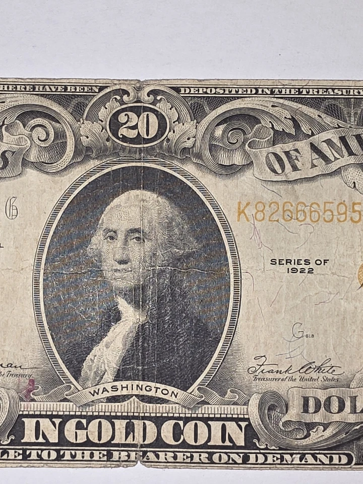 1922 $20 Gold Certificate Note - Image 4 of 4