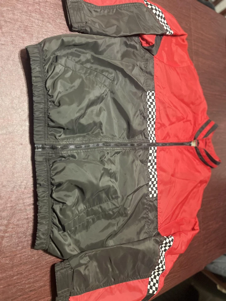 Chaqueta cortavientos Saxon Extreme Wear para hombre grande roja negra a cuadros carreras Foto 2 de 4