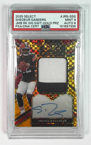 2025 Panini Select Shedeur Sanders RC Rookie RPA GOLD Prizm AUTO /10 PSA 9