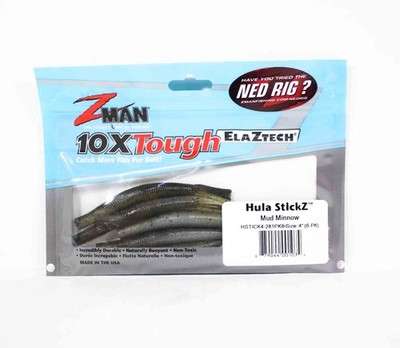 Zman Soft K�der Hula Stickz 4 Zoll 6/Pack Mud Minnow (1034)