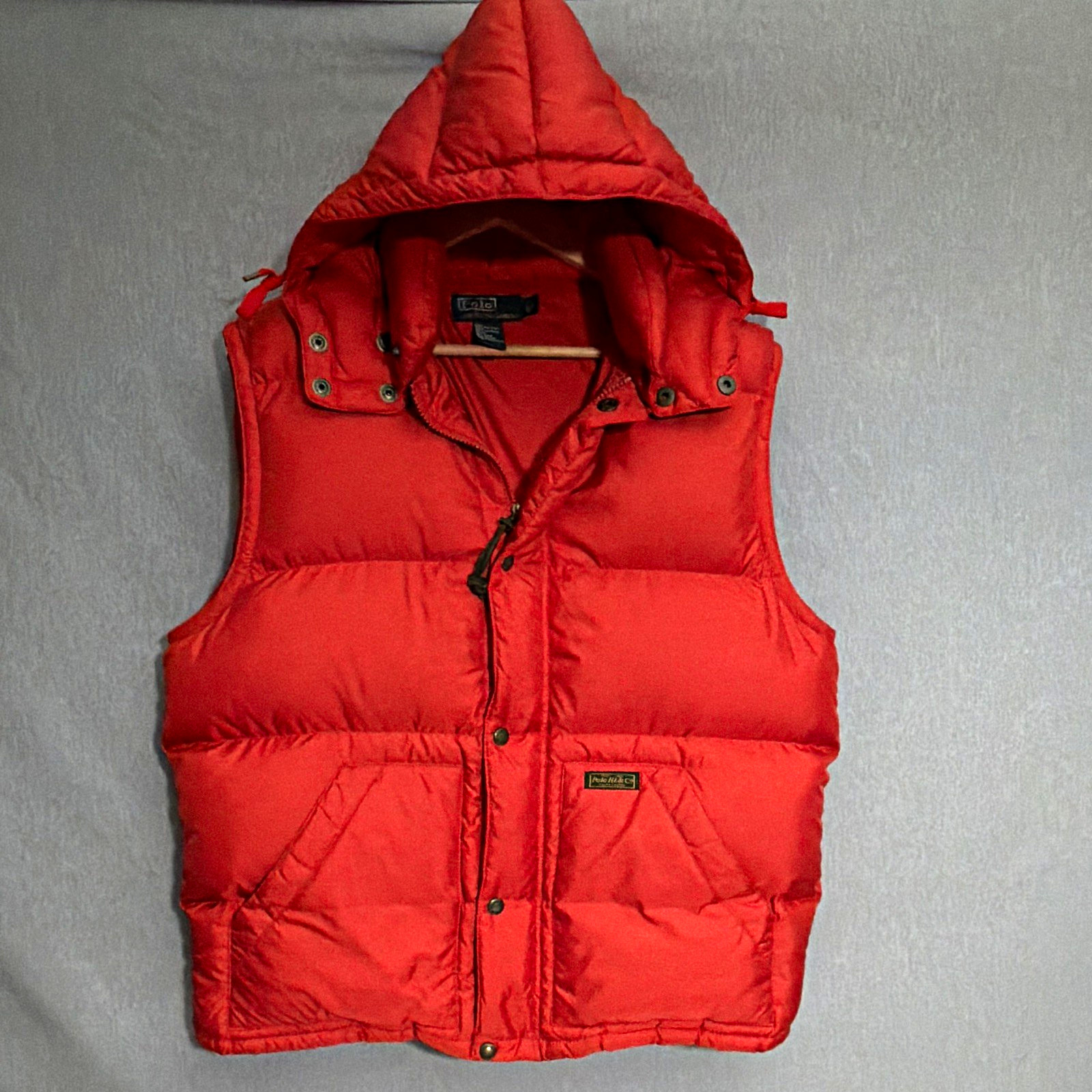 Vintage Polo Ralph Lauren Down Puffer Vest Red Mens Large Hooded “RL & Co” Patch